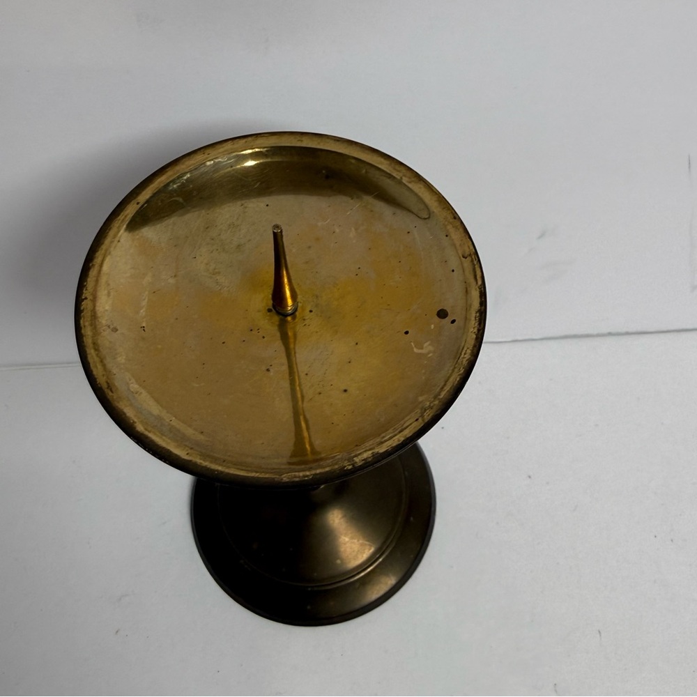 Vintage Retro Brass GOLD Metal Pillar Candle Holder TARNISHED Table Decor Small - Picture 3 of 7